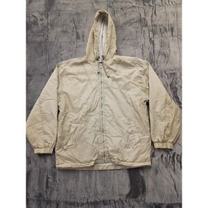 105 Meridien Mens Lightweight Hooded Windbreaker Jacket Size M Beige Nylon